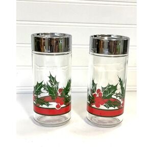 Vintage Libbey Christmas Salt and Pepper Shakers: Holly Berry Dinnerware